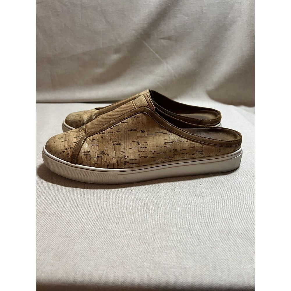 Trask Women's 8.5 Lindy Natural Gold Star Italian Cork Slip On‎ Mule Sneakers